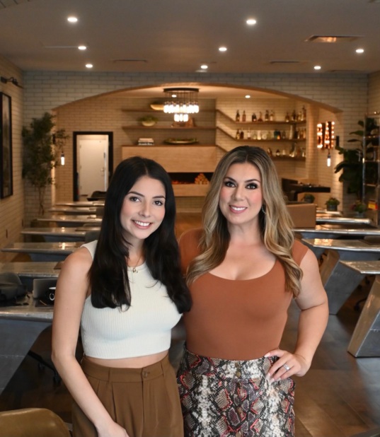 Daughter with Mother in a restaurant setting